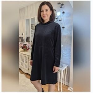 Eddie Bauer Woman's  Velvet Long Sleeve Mock Neck  Dress, Size L